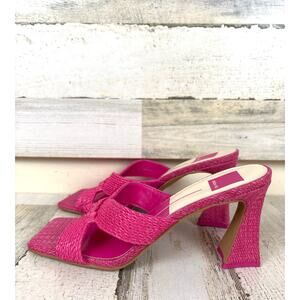 Dolce Vita Womens 9 Orchid Pink Raffia Woven Nitro Slip On Open Toe Heels